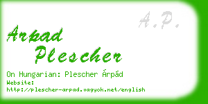 arpad plescher business card
